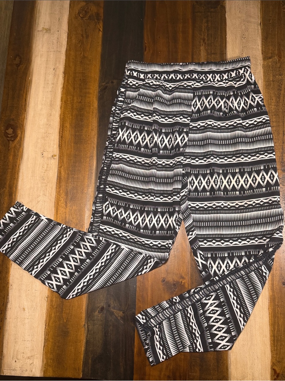Freckles Black & White Aztec Print Pants